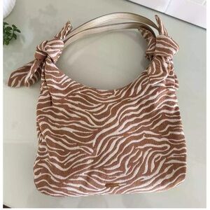 Rachel Zoe Monica Tiger Print Bow Details Fabric Shoulder Bag